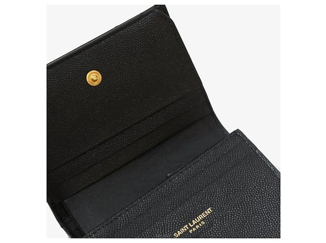 Saint Laurent Monogram Matelassé Logo Compact Wallet Black Golden Schwarz - Ansicht 6