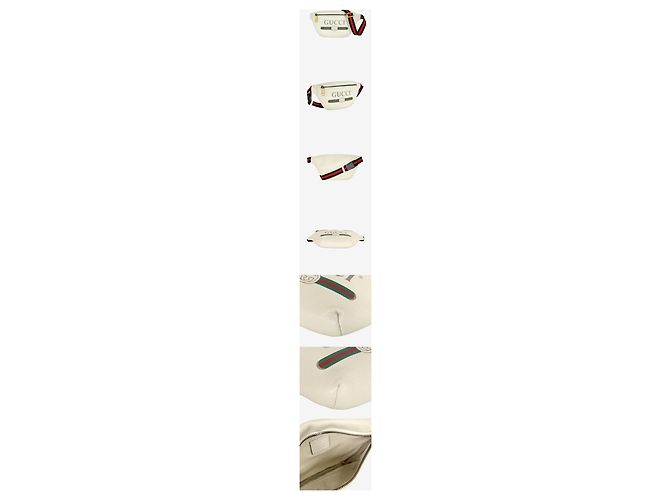Gucci Vintage Logo Print Leder Gürteltasche Small White Weiß - Ansicht 2