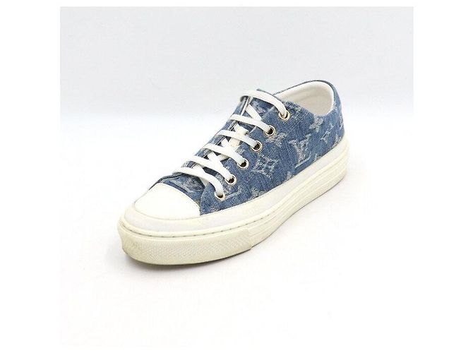 Louis Vuitton Sneakers Stella in denim monogram per donna Blu - vista 2