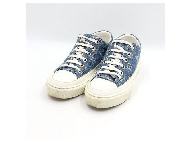 Louis Vuitton Sneakers Stella in denim monogram per donna Blu - vista 3