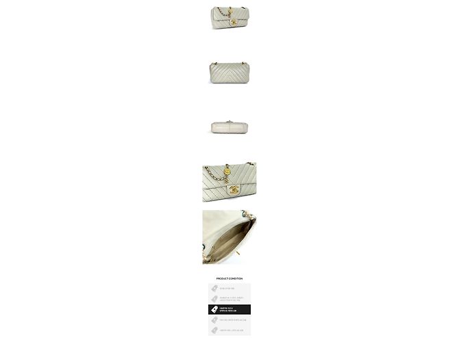 Chanel Borsa a tracolla Chevron Classic Beige Gray Marrone - vista 2