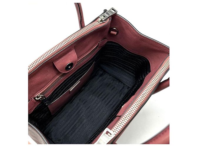 Double Prada Borsa a tracolla Glace Calf con doppia zip Rosso - vista 11