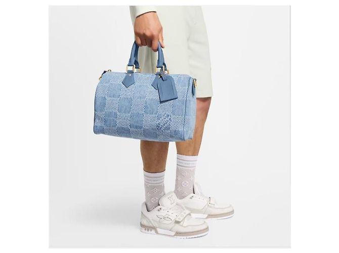 Louis Vuitton Speedy Bandoulière Denim Blue - vista 6