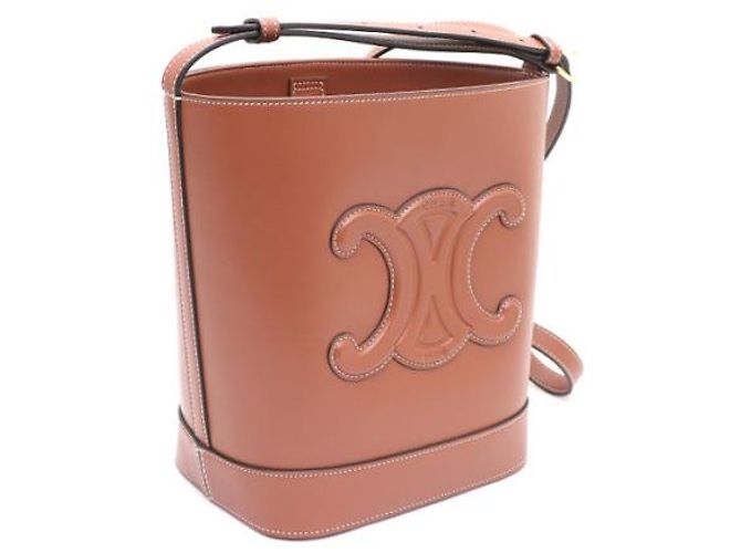 Céline Bolso bucket pequeño y bolso bandolera Triomphe Turt Castaño - vista 11
