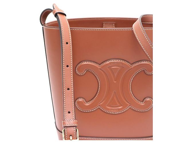 Céline Bolso bucket pequeño y bolso bandolera Triomphe Turt Castaño - vista 13