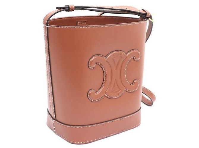 Céline Bolso bucket pequeño y bolso bandolera Triomphe Turt Castaño - vista 2
