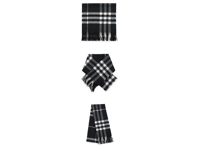 Burberry Sciarpa in cashmere a quadri unisex Nero - vista 3