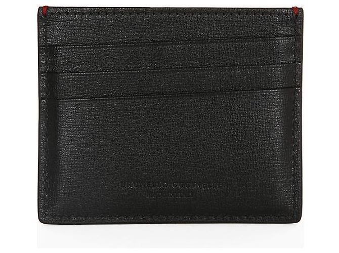 Brunello Cucinelli Classic Leather Black Card Holder - view 4