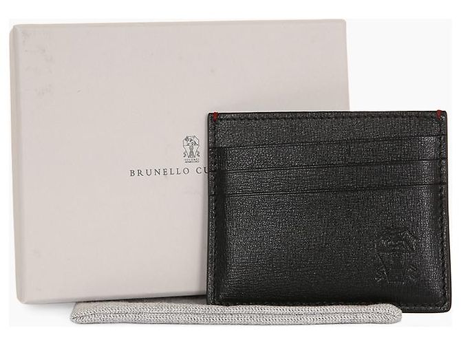 Brunello Cucinelli Classic Leather Black Card Holder - view 8