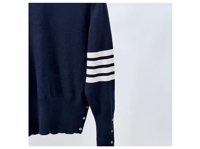 Thom Browne Kaschmir-Strick mit diagonalen Streifen Navy Blau - Ansicht 2