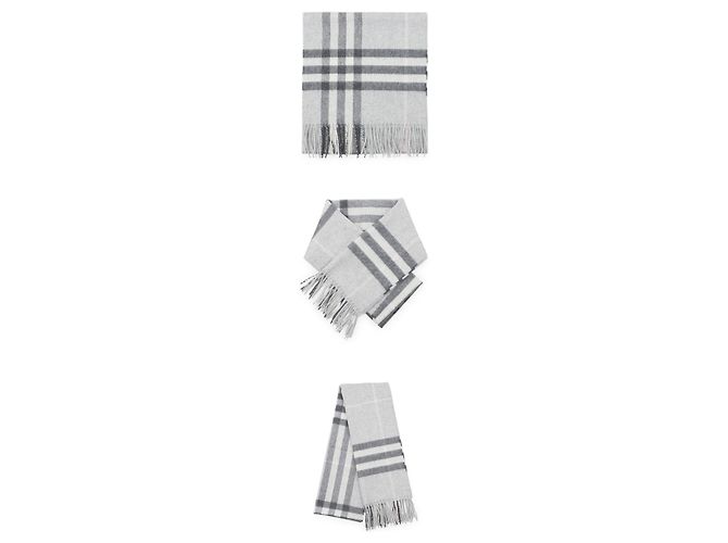 Burberry Sciarpa in cashmere a quadri unisex (Mitten Grey) Marrone - vista 3
