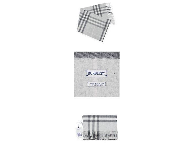 Burberry Sciarpa in cashmere a quadri unisex (Mitten Grey) Marrone - vista 4