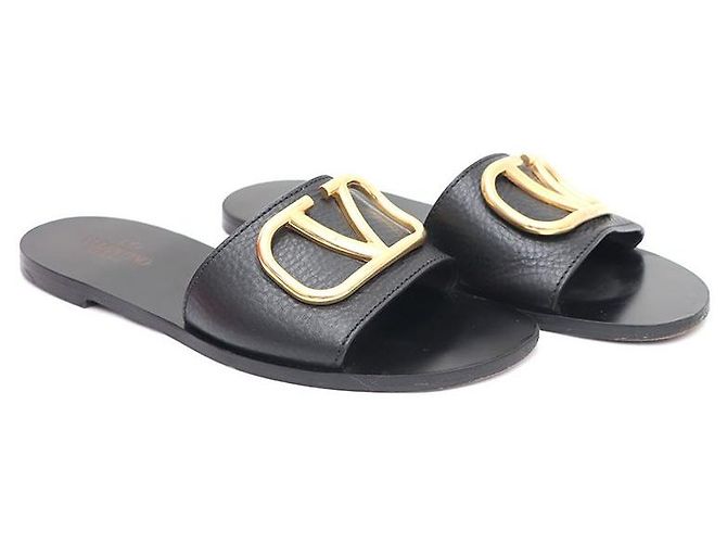 Valentino Ciabatte slide da donna con logo Signature Nero - vista 3