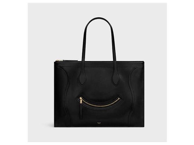 Céline Flat Cabas New Luggage Pelle di Vitello Lucida Black Nero - vista 2