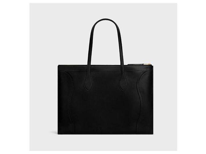 Céline Flat Cabas New Luggage Pelle di Vitello Lucida Black Nero - vista 5