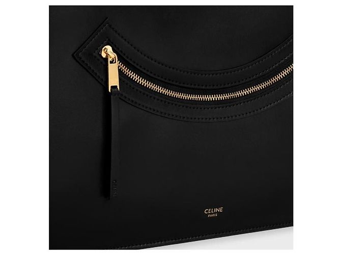 Céline Flat Cabas New Luggage Pelle di Vitello Lucida Black Nero - vista 6