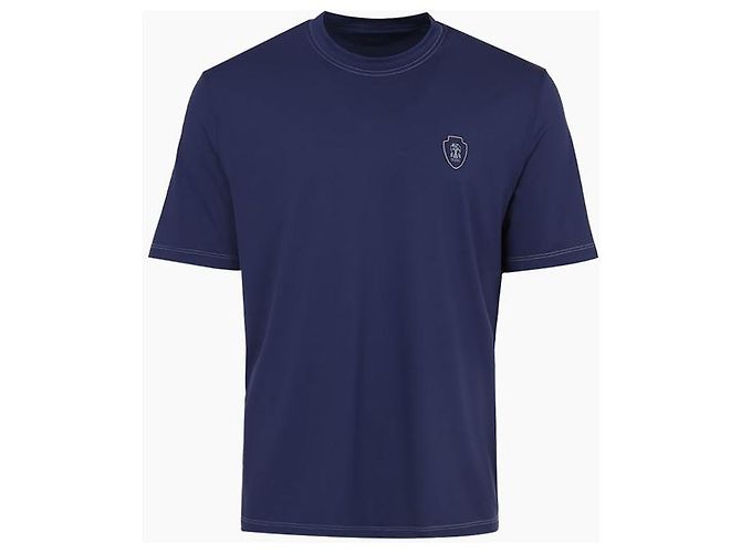 Brunello Cucinelli Abio Signature Logo T-Shirt Blau - Ansicht 2