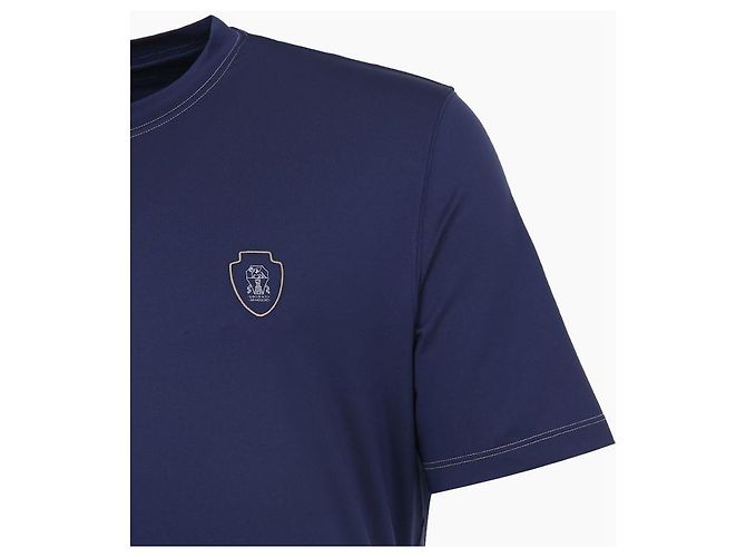 Brunello Cucinelli Abio Signature Logo T-Shirt Blau - Ansicht 5