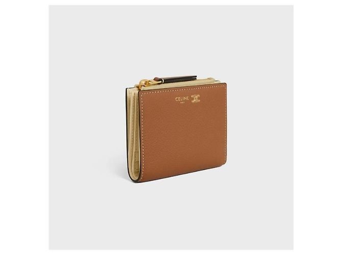 Céline Cartera compacta de piel de becerro granulada suave marrón monedero para mujer Castaño - vista 4