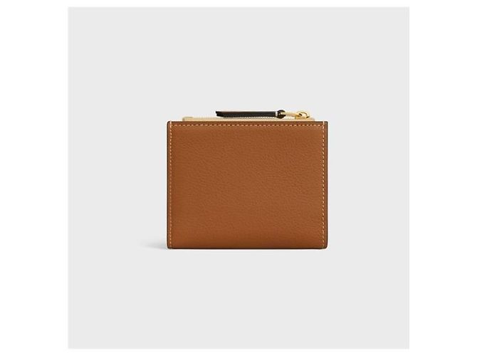 Céline Cartera compacta de piel de becerro granulada suave marrón monedero para mujer Castaño - vista 5