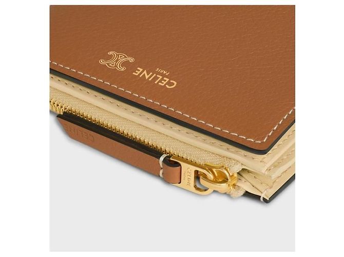 Céline Cartera compacta de piel de becerro granulada suave marrón monedero para mujer Castaño - vista 6