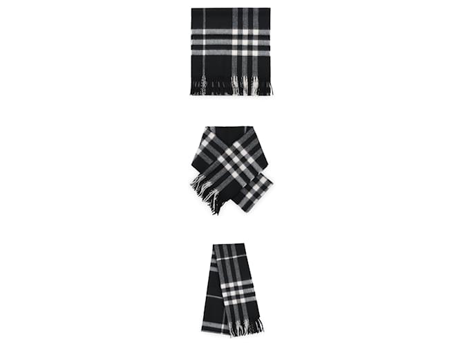 Burberry Sciarpa in cashmere a quadri Nero - vista 3