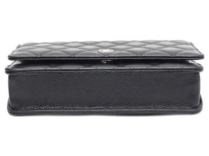Chanel Borsa a tracolla con catena Caviar Classic WOC con CC argento Nero - vista 15