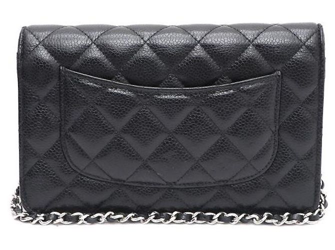 Chanel Borsa a tracolla con catena Caviar Classic WOC con CC argento Nero - vista 3