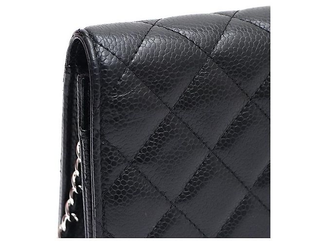 Chanel Borsa a tracolla con catena Caviar Classic WOC con CC argento Nero - vista 4