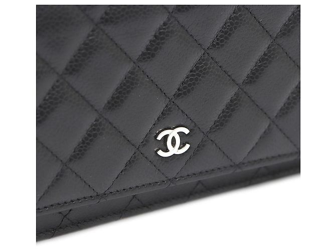 Chanel Borsa a tracolla con catena Caviar Classic WOC con CC argento Nero - vista 5