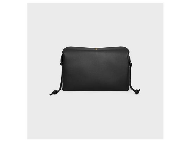 Céline Borsa Tote e a tracolla da donna Trio Flap in pelle di agnello morbida nera - vista 7