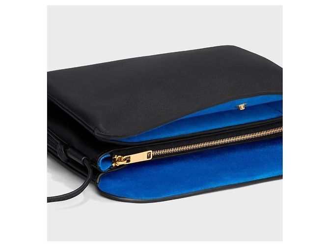 Céline Borsa Tote e a tracolla da donna Trio Flap in pelle di agnello morbida nera - vista 8