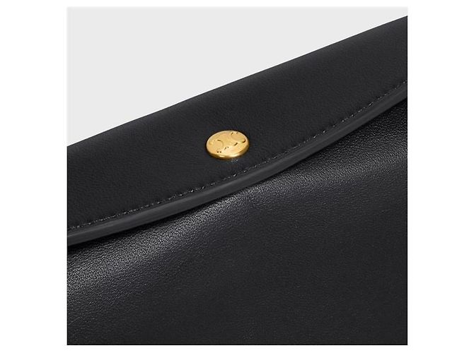 Céline Borsa Tote e a tracolla da donna Trio Flap in pelle di agnello morbida nera - vista 9