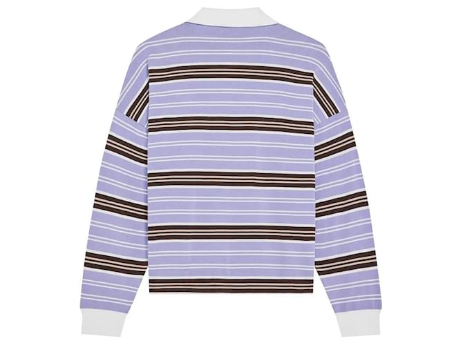 Céline Gestreifter Baumwoll- Polo-Pullover Lilac Brown Braun - Ansicht 2