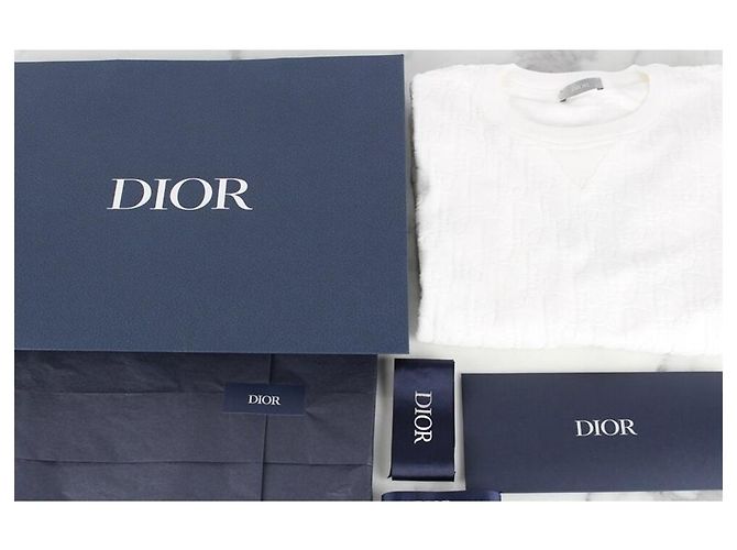 Dior T-shirt a maniche corte in jacquard di cotone terry Oblique Bianco - vista 2