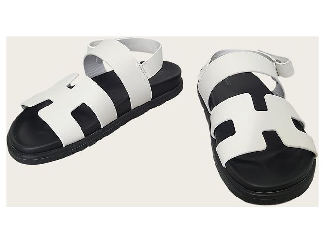 Hermès Sandali Genius in pelle di vitello bianca Bianco - vista 3