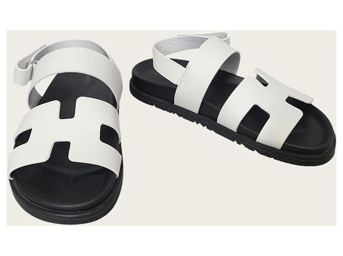 Hermès Sandali Genius in pelle di vitello bianca Bianco - vista 4