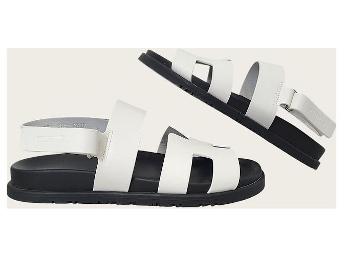Hermès Sandali Genius in pelle di vitello bianca Bianco - vista 5
