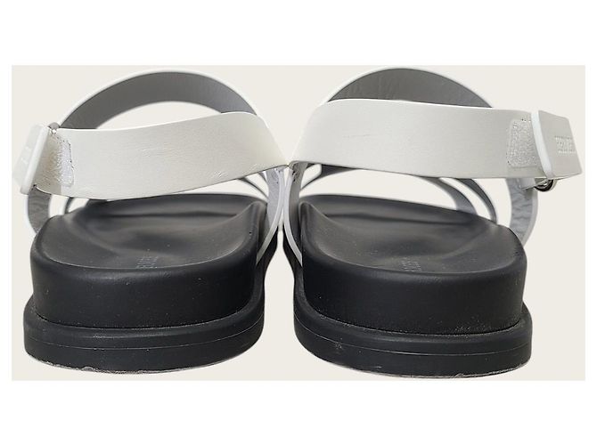 Hermès Sandali Genius in pelle di vitello bianca Bianco - vista 7
