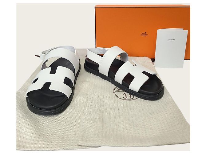 Hermès Sandali Genius in pelle di vitello bianca Bianco - vista 8
