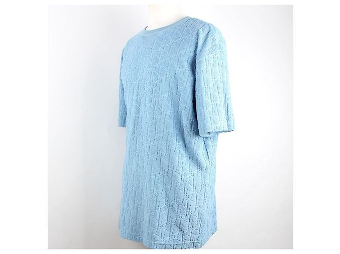 Dior T-shirt a maniche corte in jacquard di cotone terry Oblique Blu XL - vista 2