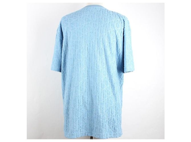 Dior T-shirt a maniche corte in jacquard di cotone terry Oblique Blu XL - vista 4