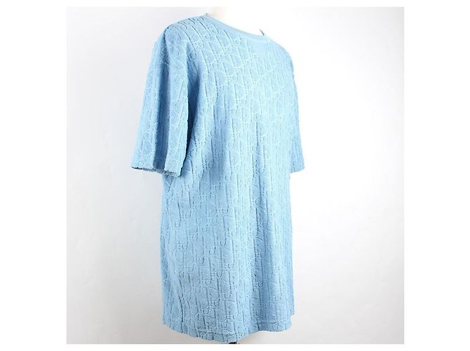 Dior T-shirt a maniche corte in jacquard di cotone terry Oblique Blu XL - vista 6
