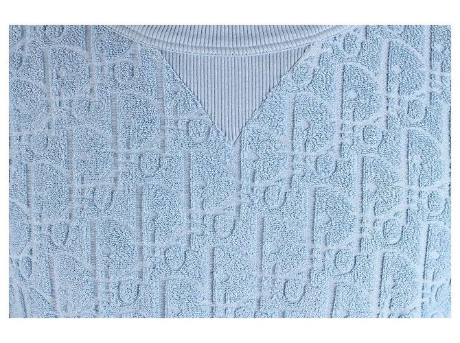 Dior T-shirt a maniche corte in jacquard di cotone terry Oblique Blu XL - vista 7