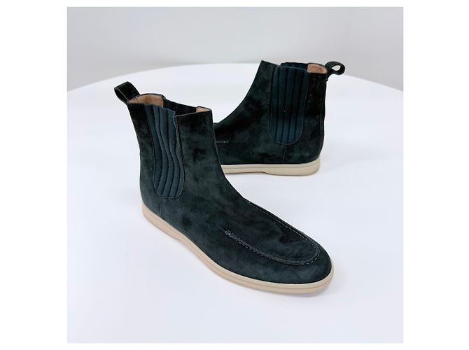 Loro Piana Botines Chelsea de ante Verde - vista 2