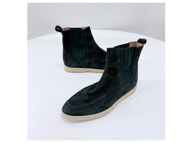 Loro Piana Botines Chelsea de ante Verde - vista 3