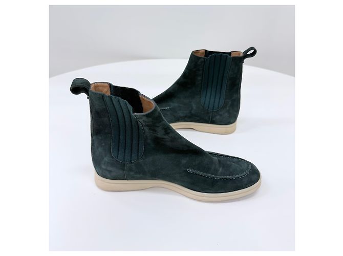 Loro Piana Botines Chelsea de ante Verde - vista 4
