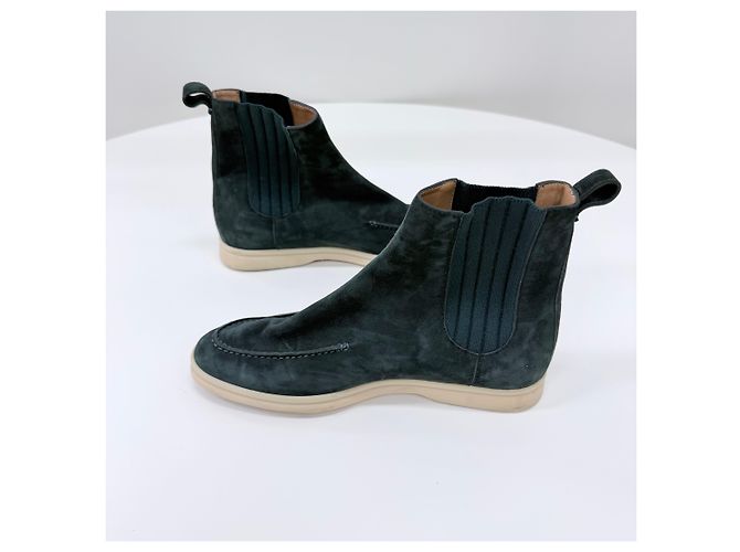 Loro Piana Botines Chelsea de ante Verde - vista 5