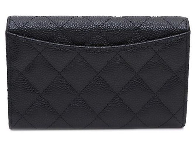 Chanel Klassisches Damen-Portemonnaie mit Klappe aus schwarzem Kaviarleder mit silbernem CC-Logo - Ansicht 3