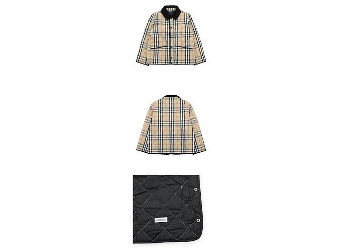 Burberry Gesteppte Samtjacke mit Karomuster und Kragen für Kinder Braun - Ansicht 3